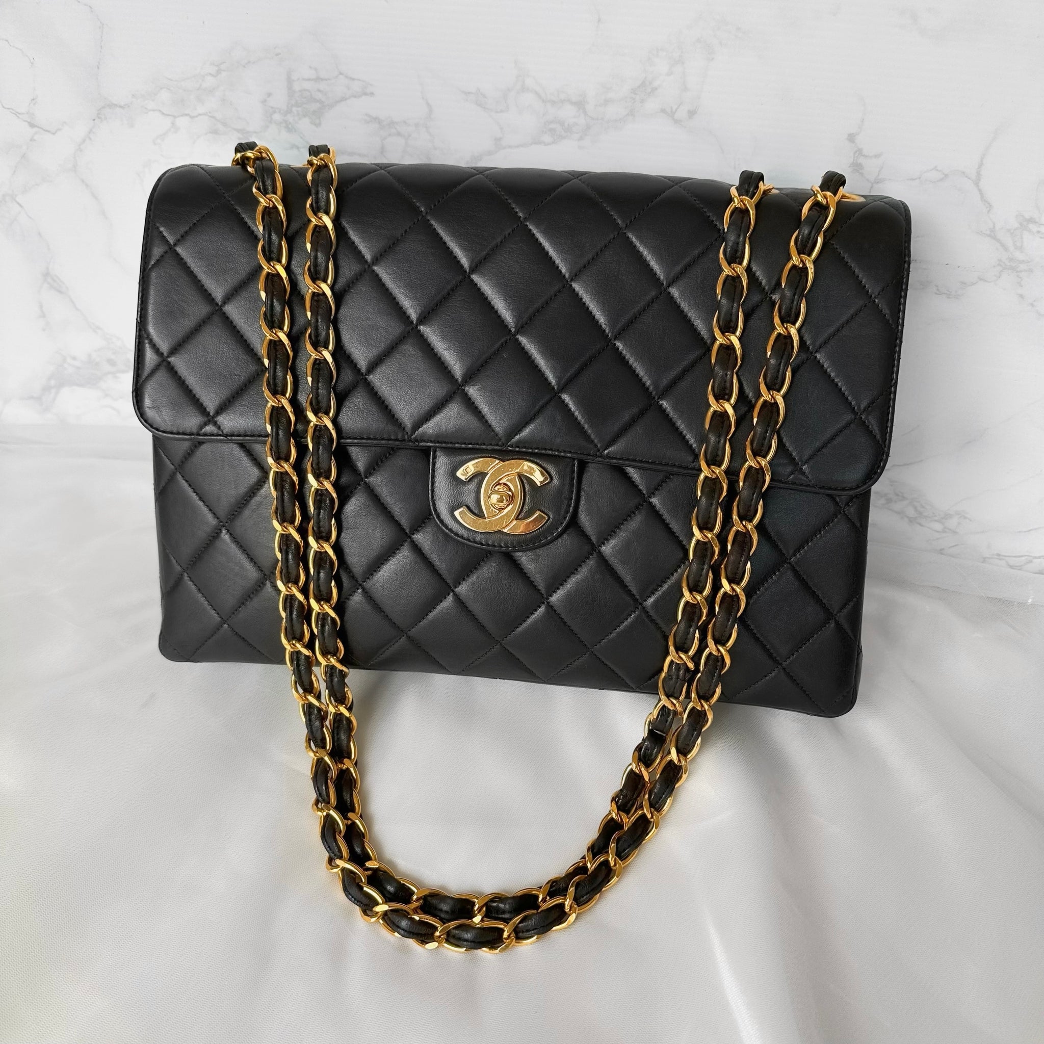 Chanel Vintage Jumbo CC Flap in Black 24k GHW