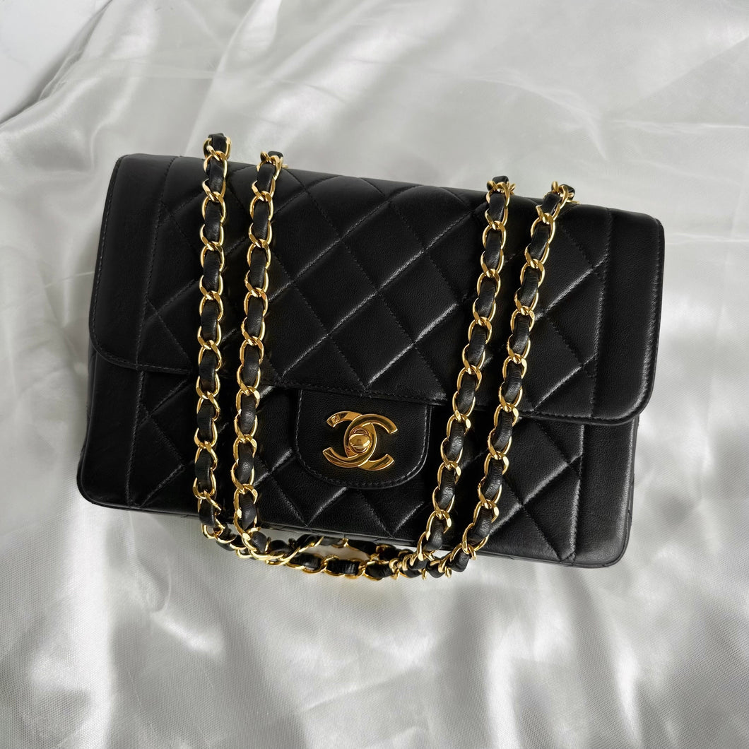 Vintage small flap in black 24k GHW