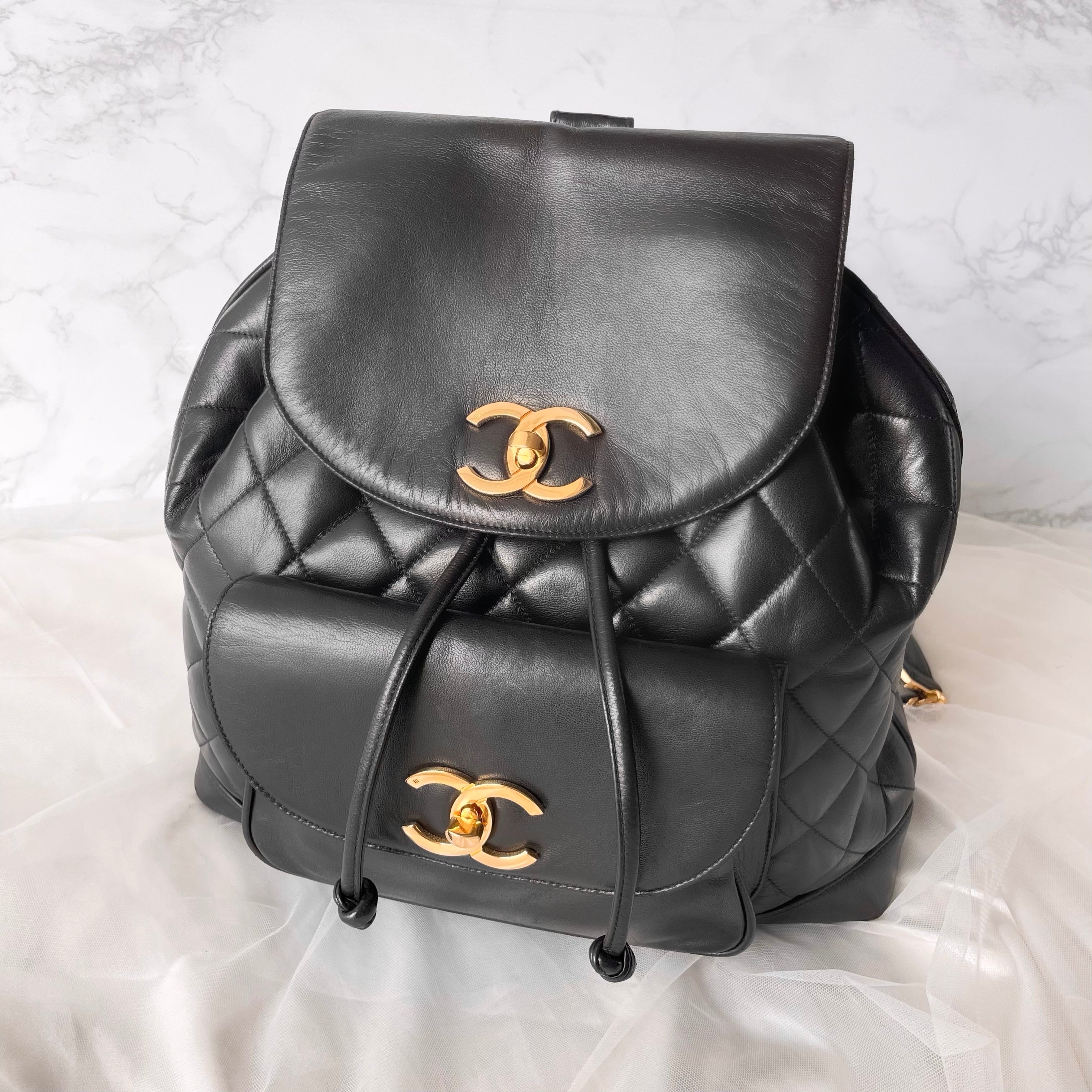 Chanel Vintage Backpack in Black 24k GHW